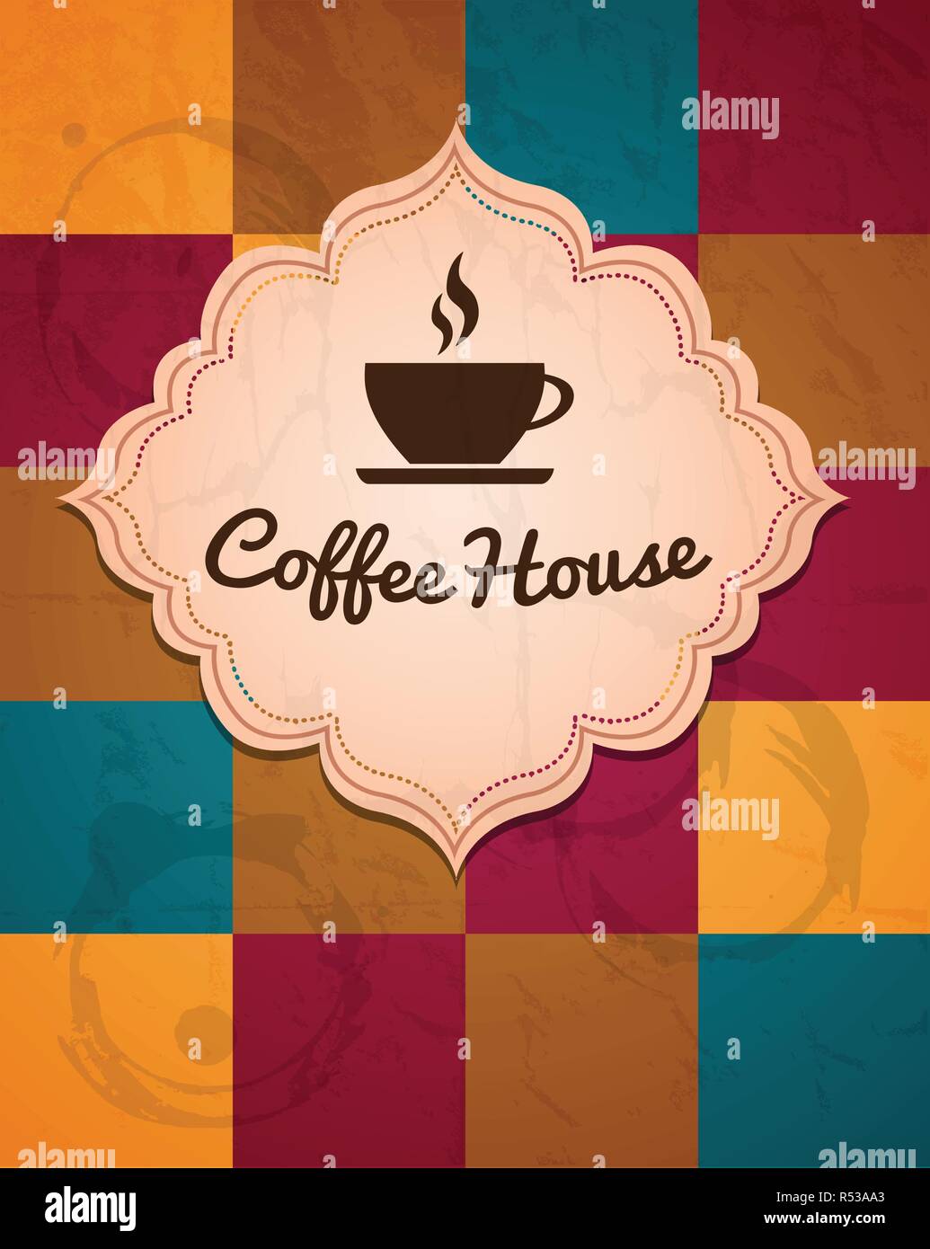 Tazza di caffè logo su uno sfondo geometrico Illustrazione Vettoriale