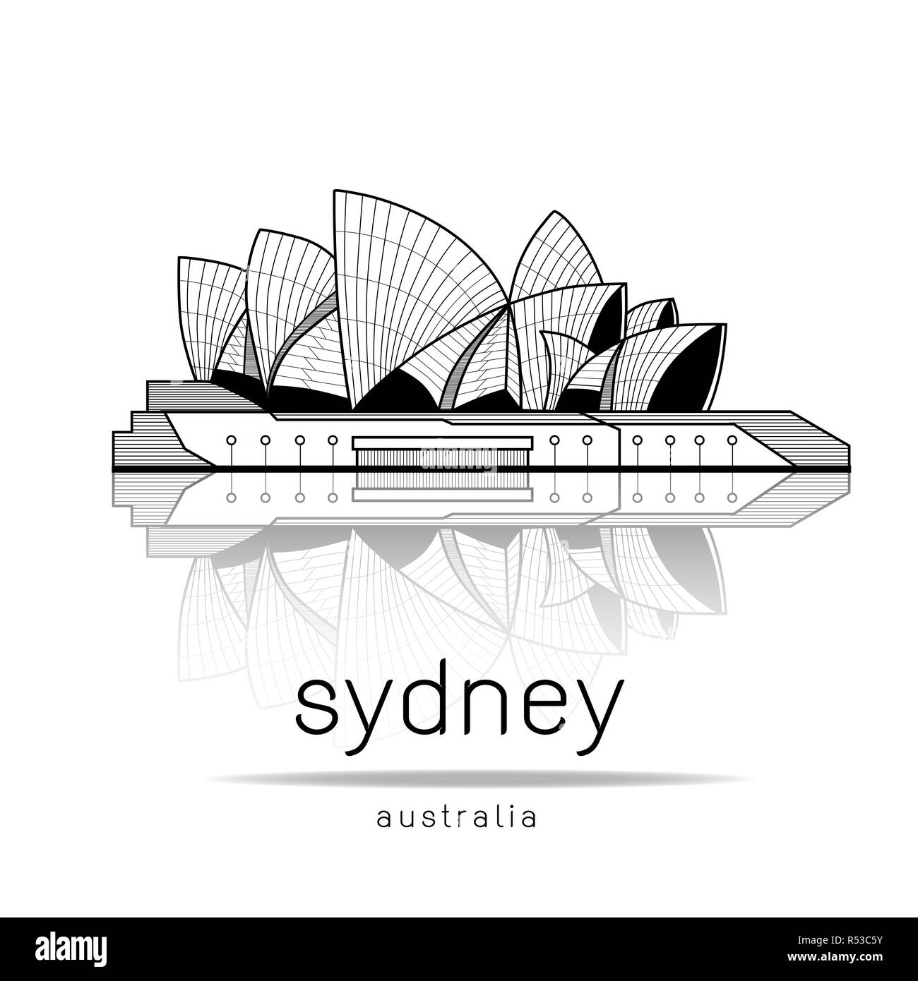 Sydney Opera House, illustrazione disegno vettoriale Foto Stock