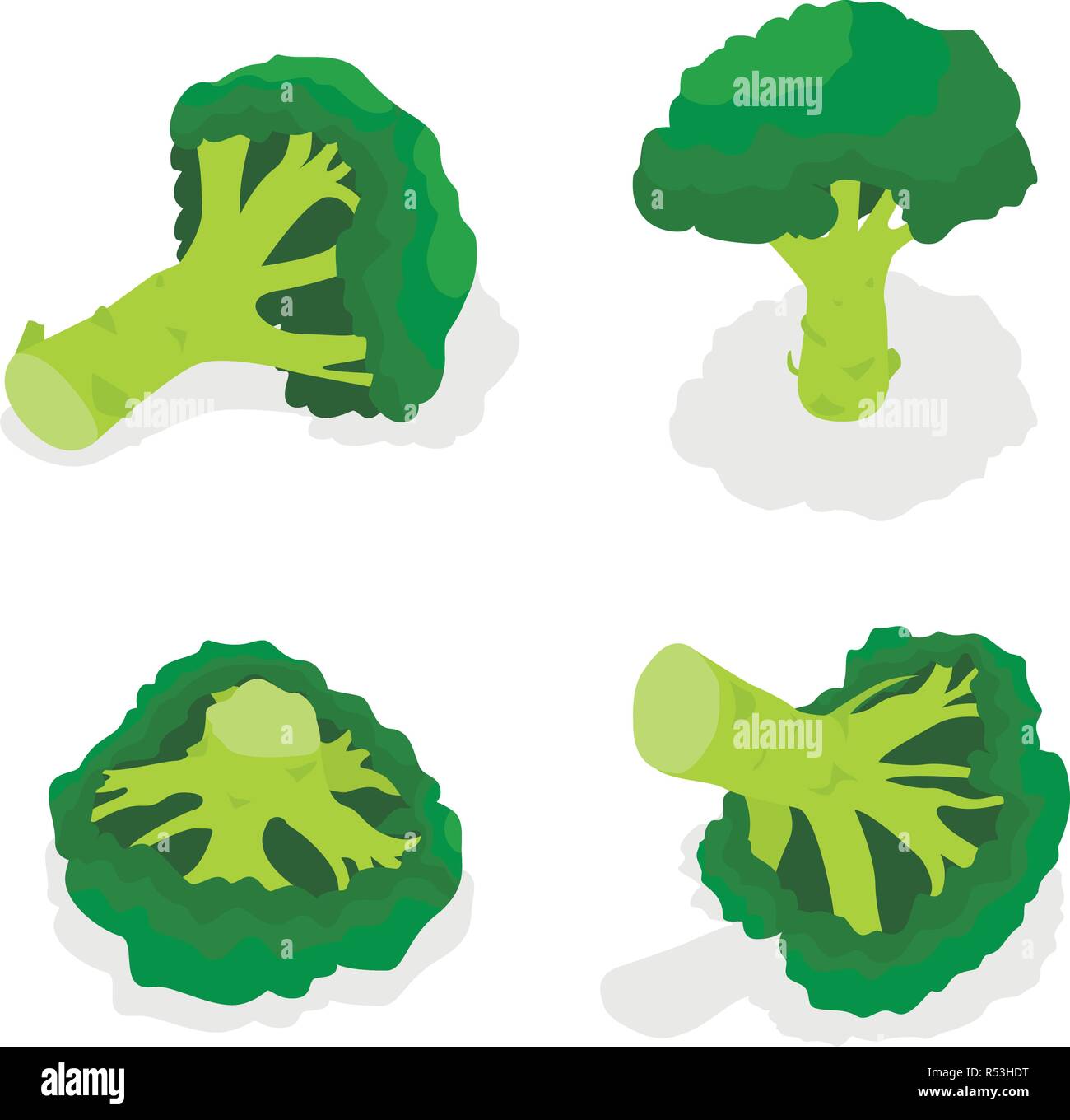 Broccoli icon set. Set isometrica di broccoli icone vettoriali per il web design isolato su sfondo bianco Illustrazione Vettoriale