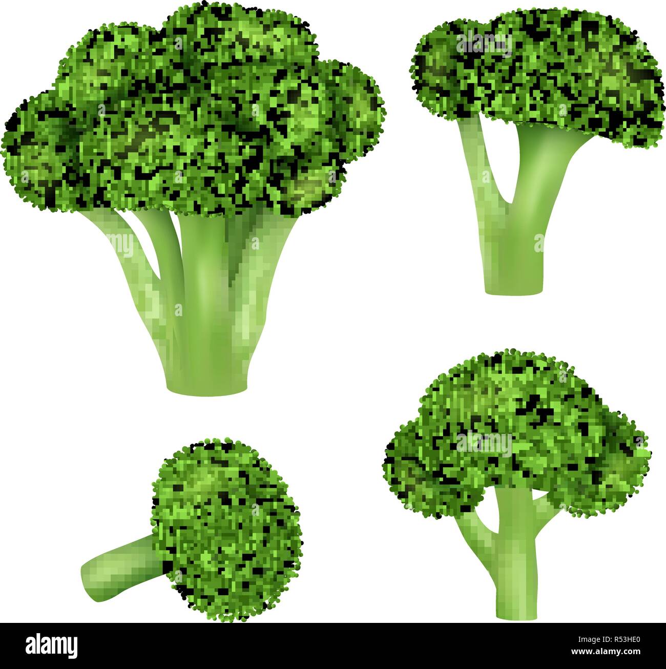 Cavolo broccolo icon set. Set realistico di broccoli Cavoli icone vettoriali per il web design isolato su sfondo bianco Illustrazione Vettoriale