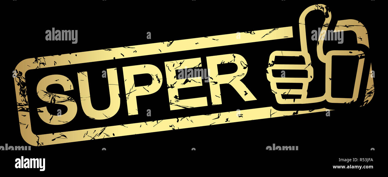 Timbro in oro con testo super Foto Stock