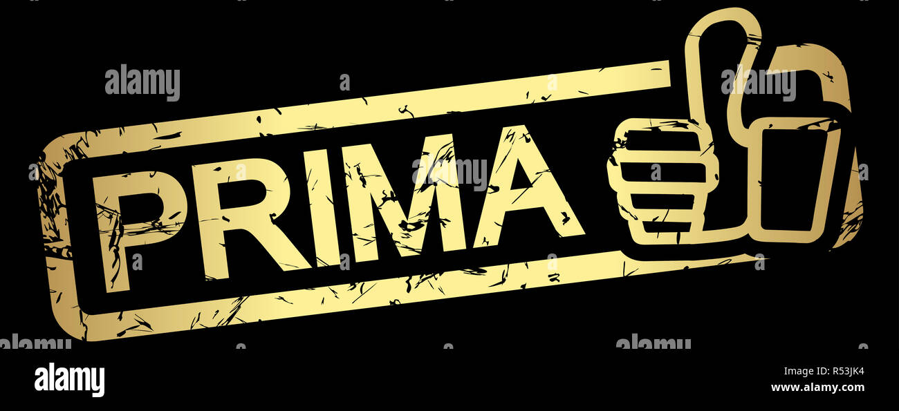 Timbro in oro con il testo prima Foto Stock