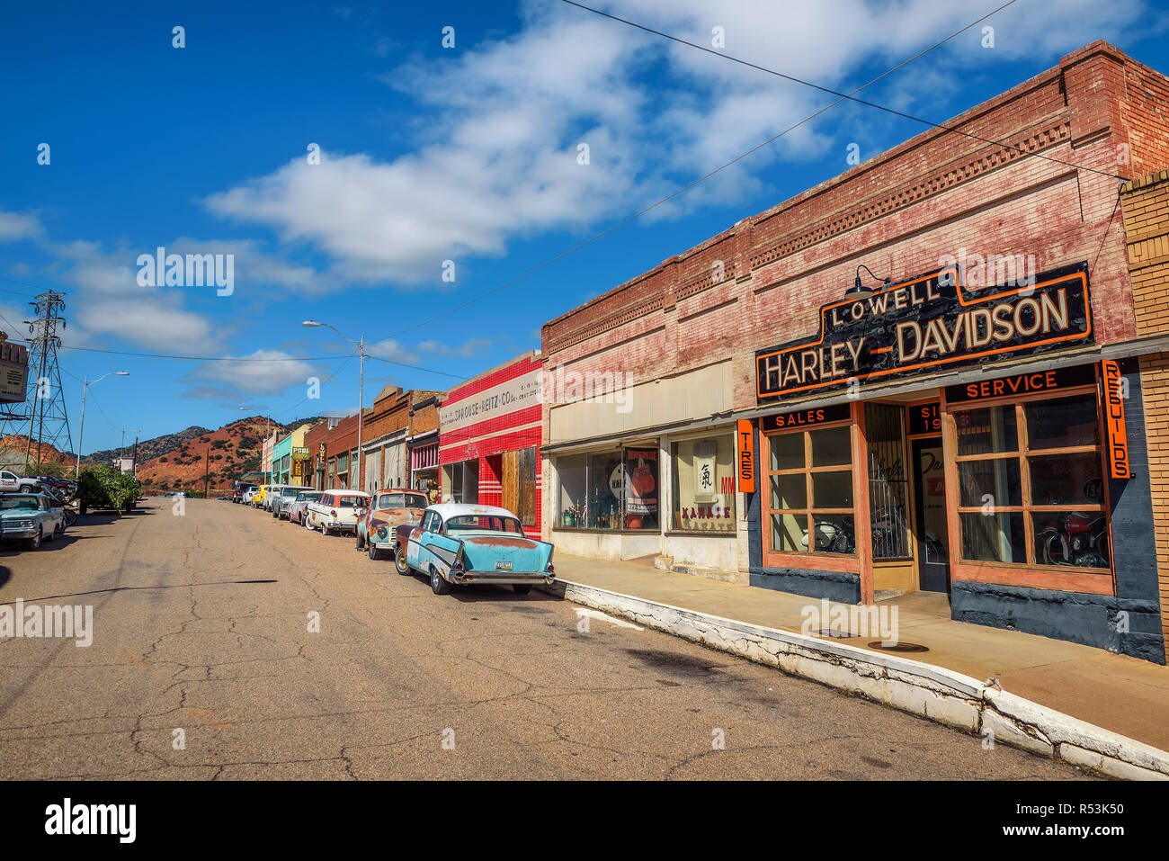 Historic Erie Street a Lowell, ora parte di Bisbee, Arizona Foto Stock