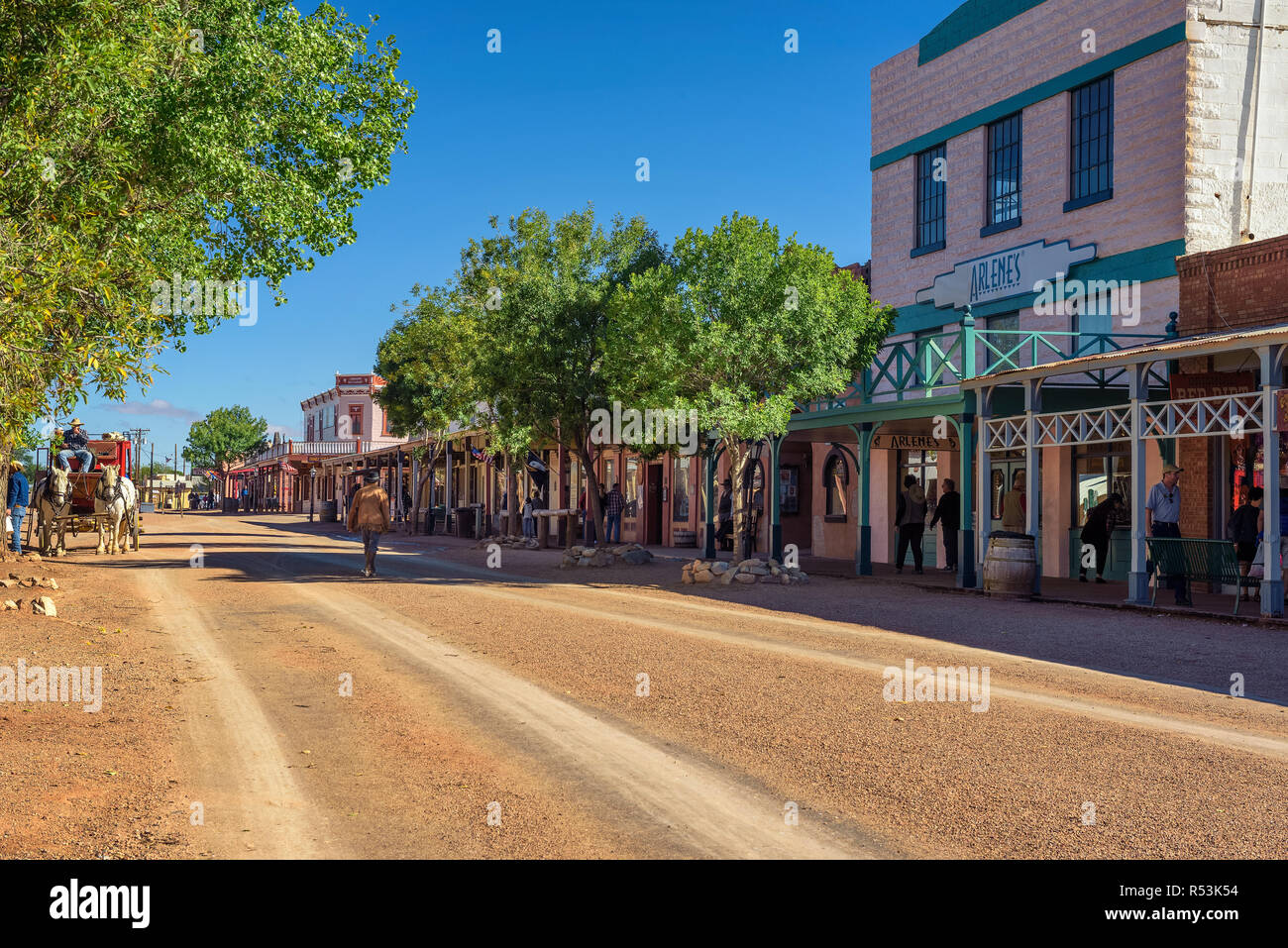 Historic Allen street in oggetto contrassegnato per la rimozione definitiva, Arizona Foto Stock
