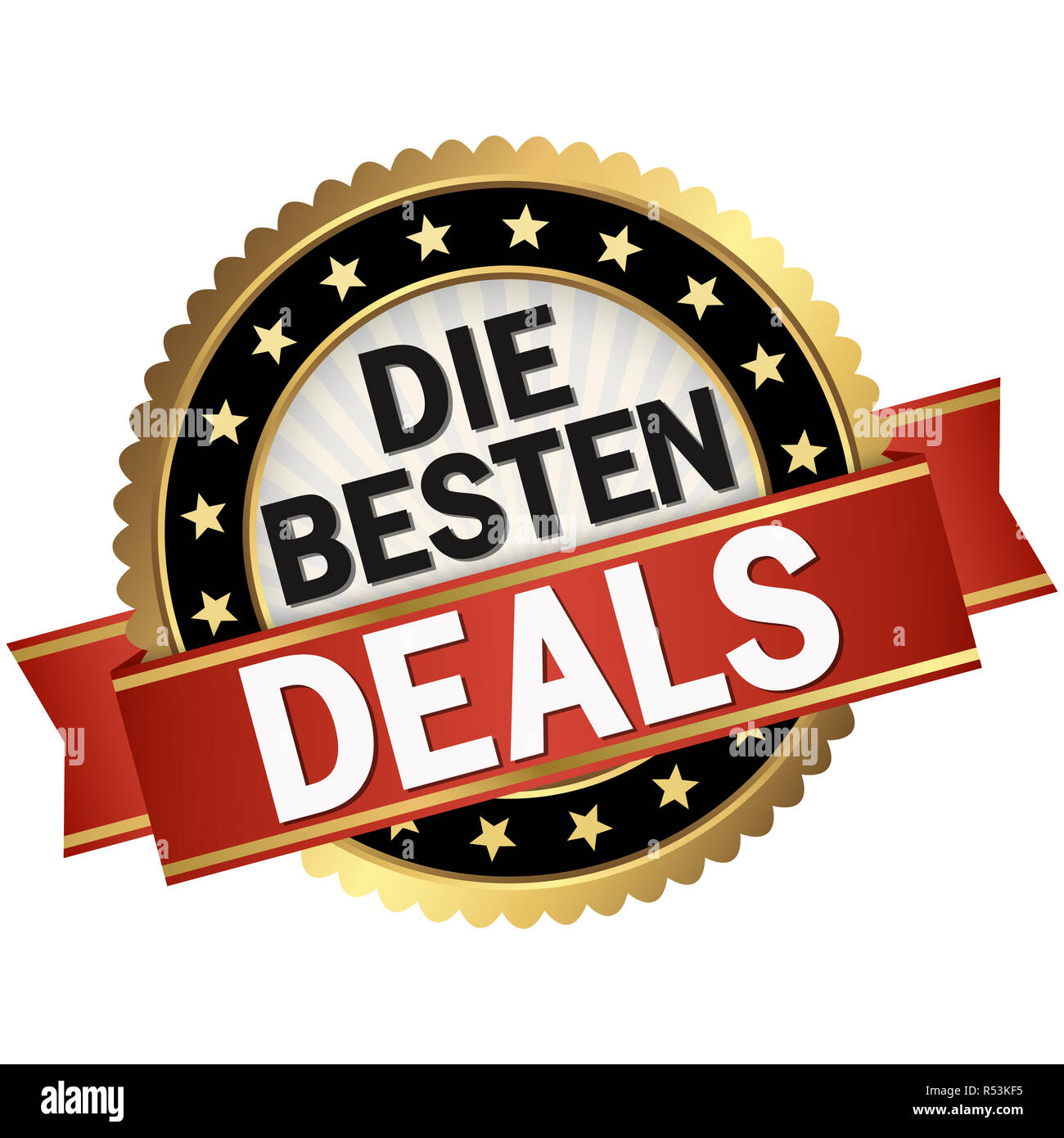 Pulsante con banner rosso le migliori offerte Foto Stock