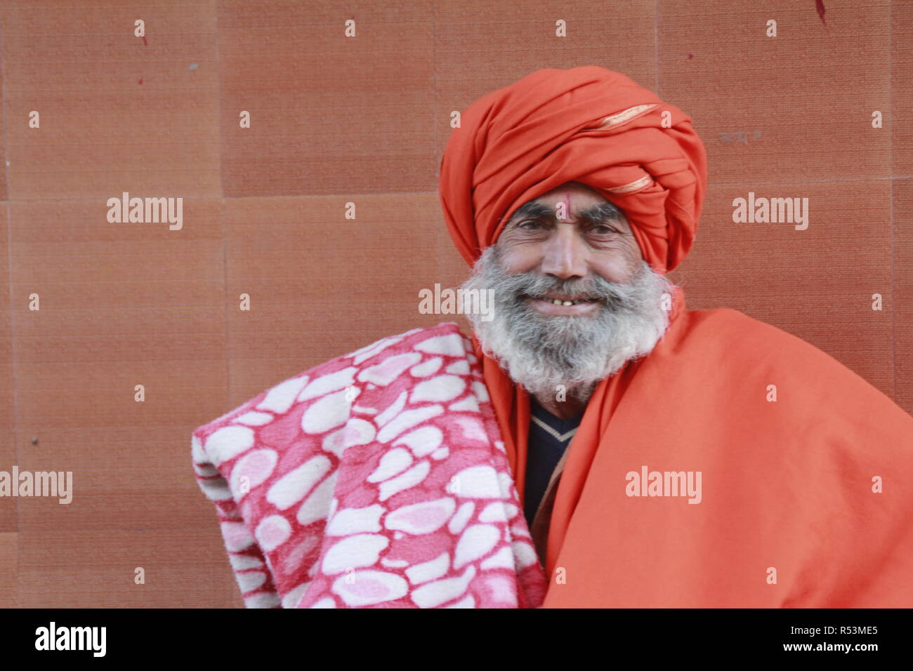 Un asceta monaco o un sadhu a Rishikesh India. Essi sono spesso chiamati baba. Foto Stock