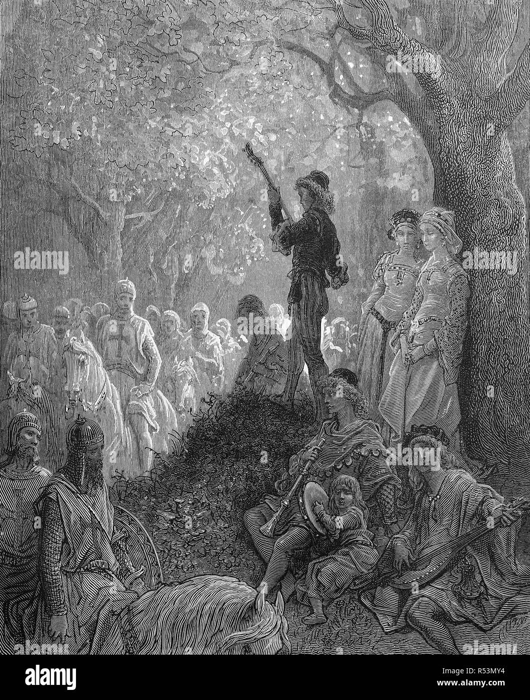 Digital riproduzione migliorata, l'ultima canzone da Thibaut, Das Abschiedslied Thibauts, Thibaut de Blaison, Blason o blasone, un Poitevin nobiluomo, crociato e trouvÃ¨re da una nobile famiglia con terre in Blason e Mirabeau, stampa originale del XIX secolo Foto Stock