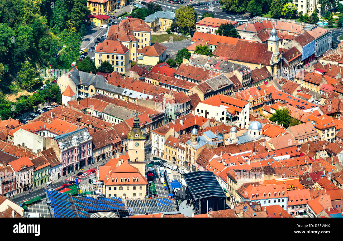 Vista aerea di Brasov in Romania Foto Stock