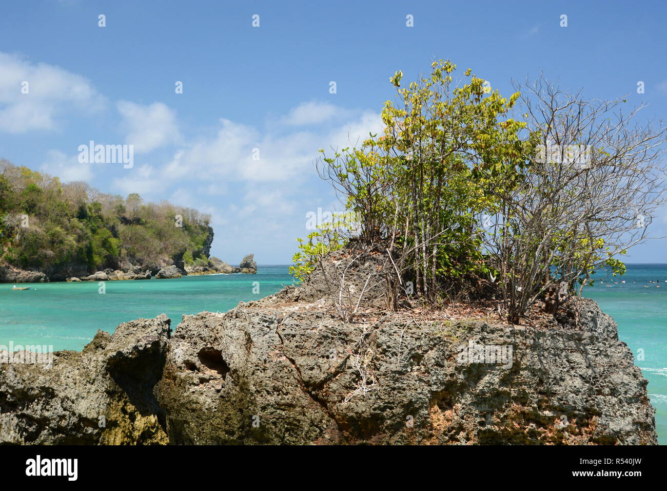 Scenic rock. Bingin beach. Bali. Indonesia Foto Stock