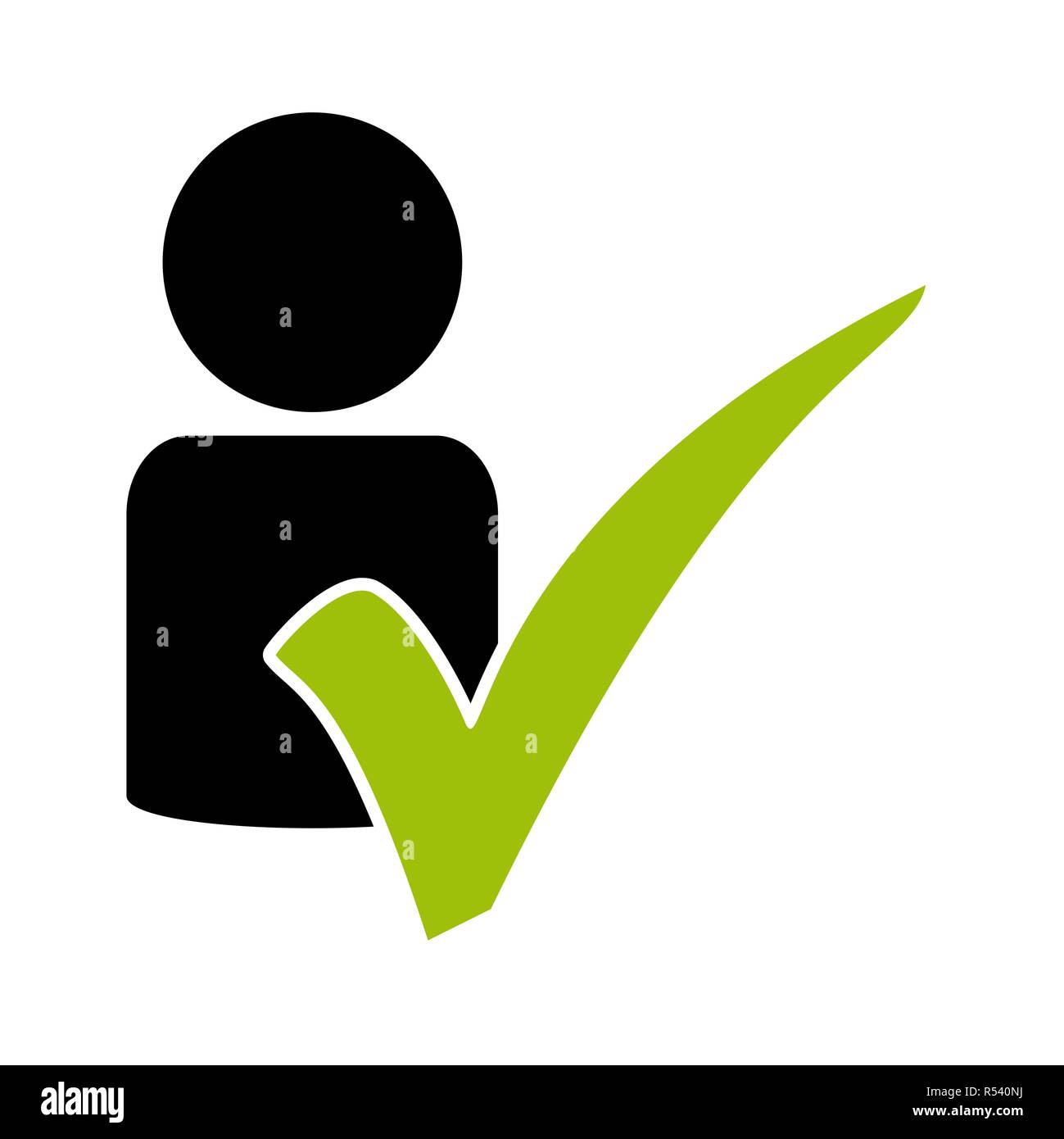 Persone icona con segno di spunta verde Foto Stock