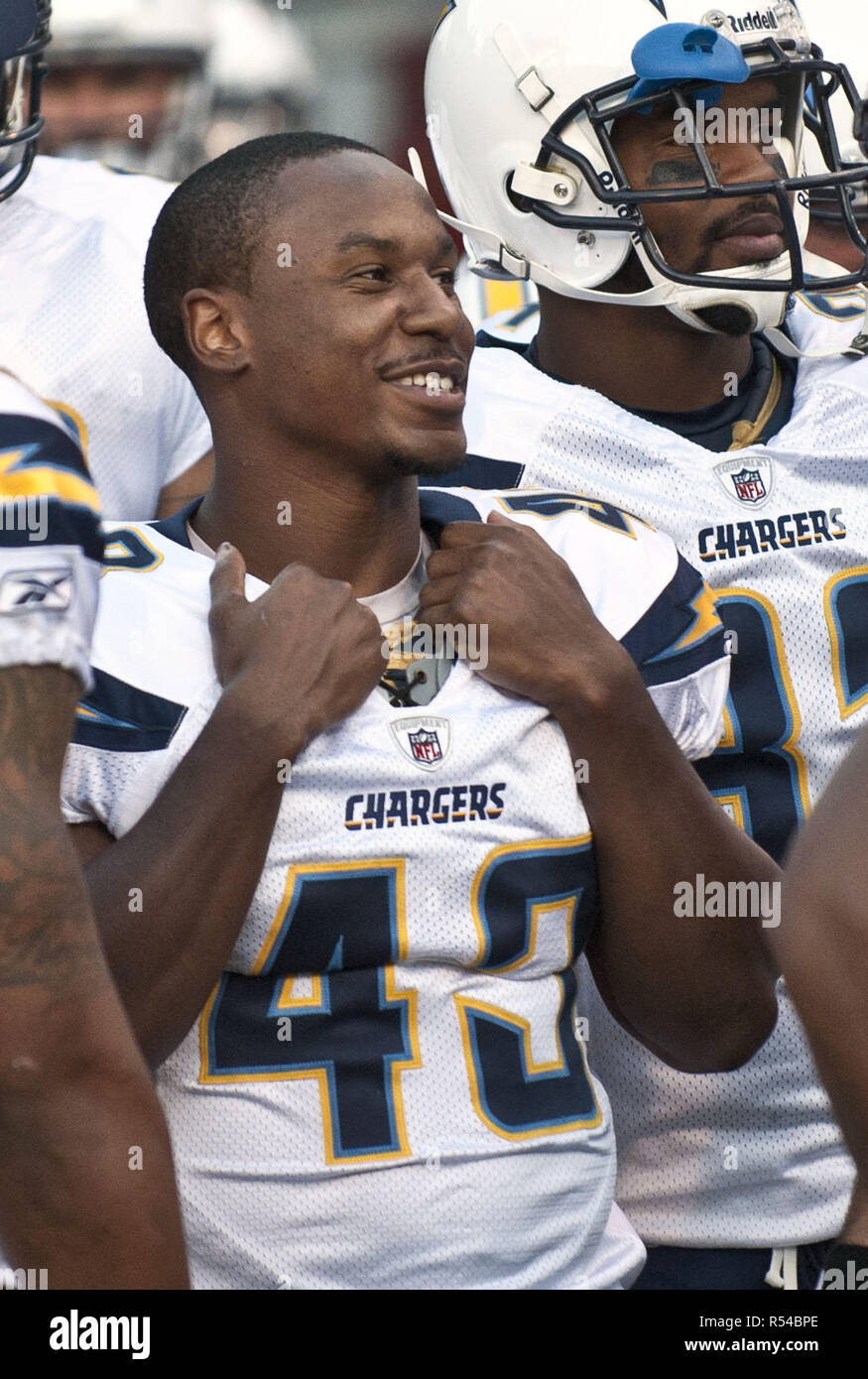 San Francisco, California, Stati Uniti d'America. 2 Sep, 2010. San Diego Chargers running back Darren Sproles #43 giovedì, 02 settembre 2010 a Candlestick Park di San Francisco, California. 49ers sconfitto il caricabatterie 17-14. Credito: Al di Golub/ZUMA filo/Alamy Live News Foto Stock