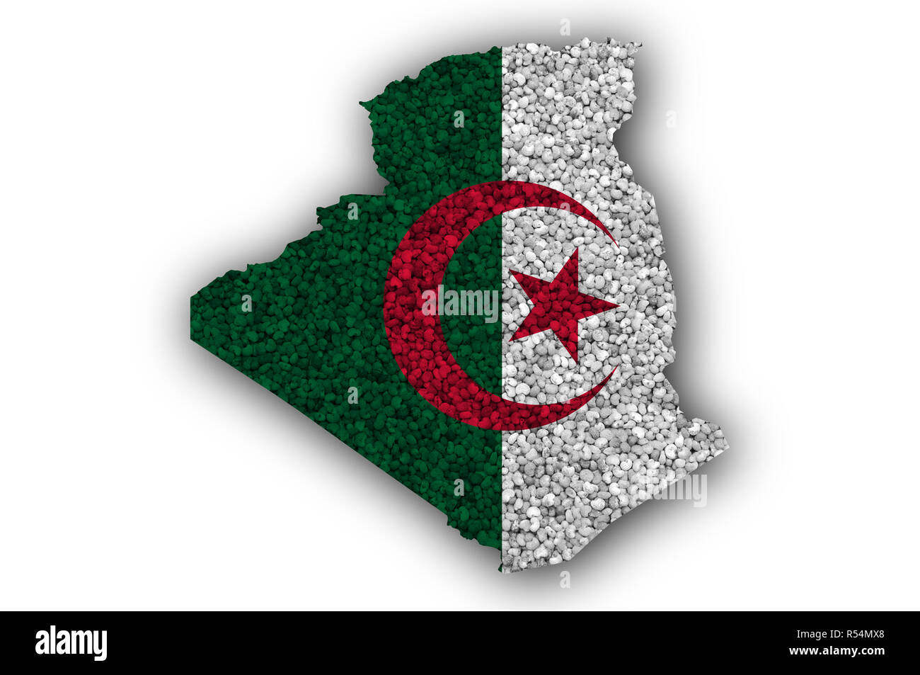 Mappa e bandiera di Algeria il papavero Foto Stock