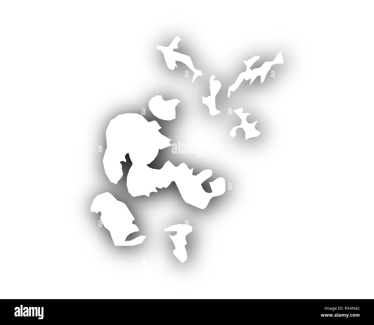 Mappa di isole di Orkney con ombra Foto Stock