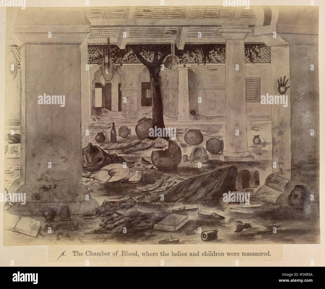 La camera di sangue, [Kanpur], dove le donne e i bambini furono massacrati. Vibart collezione: 'Dannenberg Album dell' ammutinamento indiano siti. 1860s. Fonte: Photo 254/1(16). Lingua: Inglese. Autore: Sconosciuto. Foto Stock