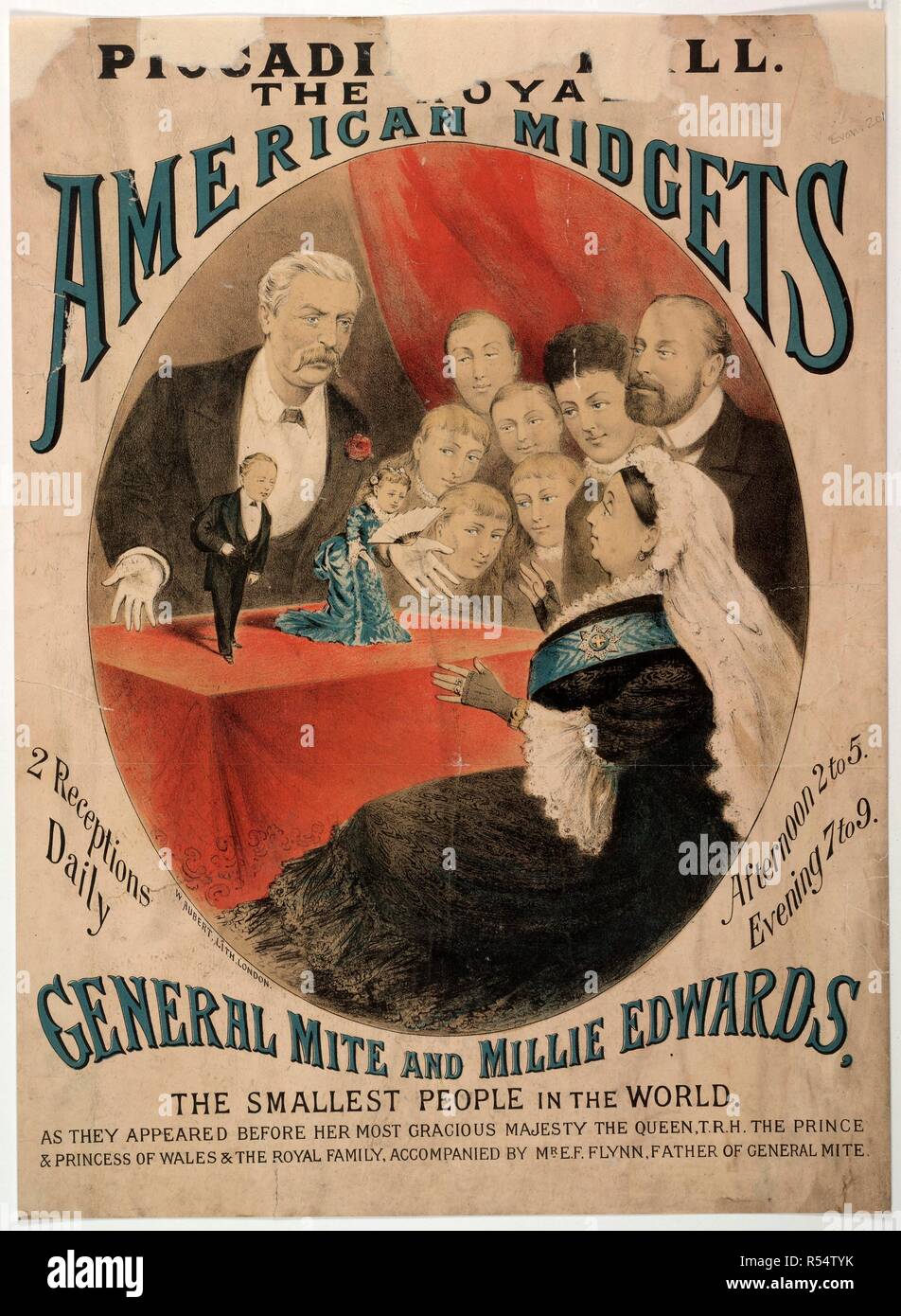Royal Midgets americano al Piccadilly Hall, Piccadilly c. 1880. Una collezione di opuscoli da locandine e stampati vari. Originariamente pubblicato/prodotto in London, 1800 - 1895. Immagine presa da una raccolta di opuscoli da locandine e stampati vari in materia di intrattenimento in stile vittoriano e la vita di tutti i giorni. Originariamente pubblicato/prodotto in London, 1800 - 1895. Fonte: Evan.201. Lingua: Inglese. Foto Stock