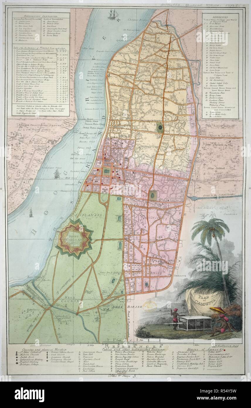Piano di Calcutta. Piano di Calcutta. [Da] M.W. Woollaston. Scala di f. Londra, 1825. Fonte: Mappe.*700.(1). Lingua: Inglese. Foto Stock