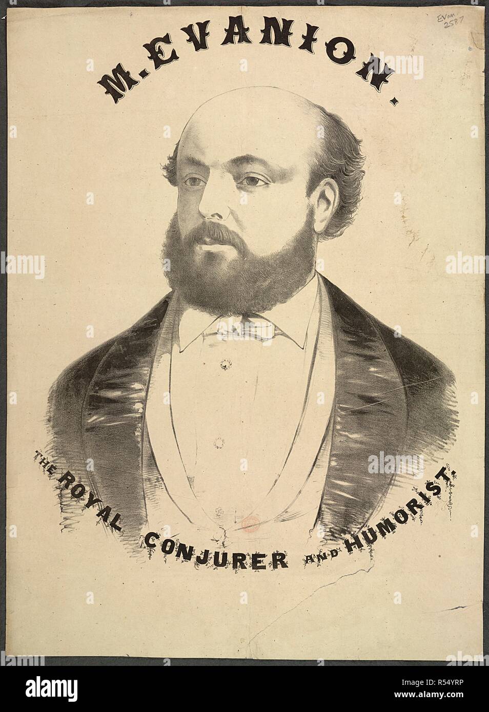 M. Evanion. Una collezione di opuscoli da locandine, e la miscella. Londra, c 1870. Henry Evans Evanion (c.1832-1905). Il prestigiatore reale, ventriloquo e umorista. Ritratto. Immagine presa da una raccolta di opuscoli da locandine e stampati vari in materia di intrattenimento in stile vittoriano e la vita di tutti i giorni. Originariamente pubblicato/prodotto in London, c 1870. . Fonte: Evan.2587,. Lingua: Inglese. Foto Stock