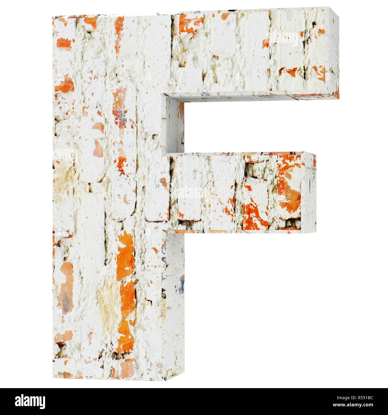 Lettera maiuscola - F da mattoni sporca. 3D Render illustrazione Foto Stock