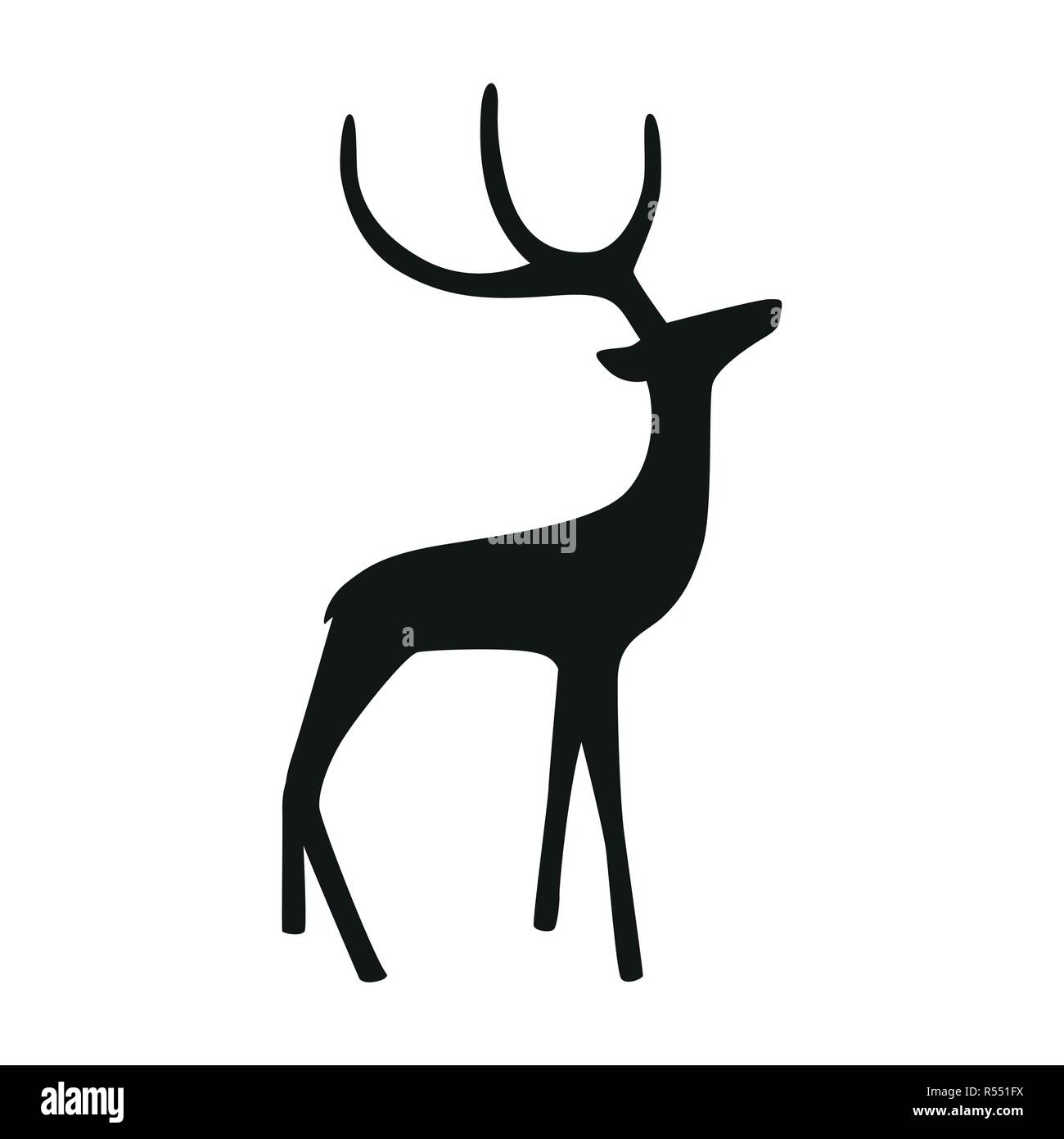 Galante silhouette di renne isolati su sfondo bianco illustrazione vettoriale EPS10 Illustrazione Vettoriale