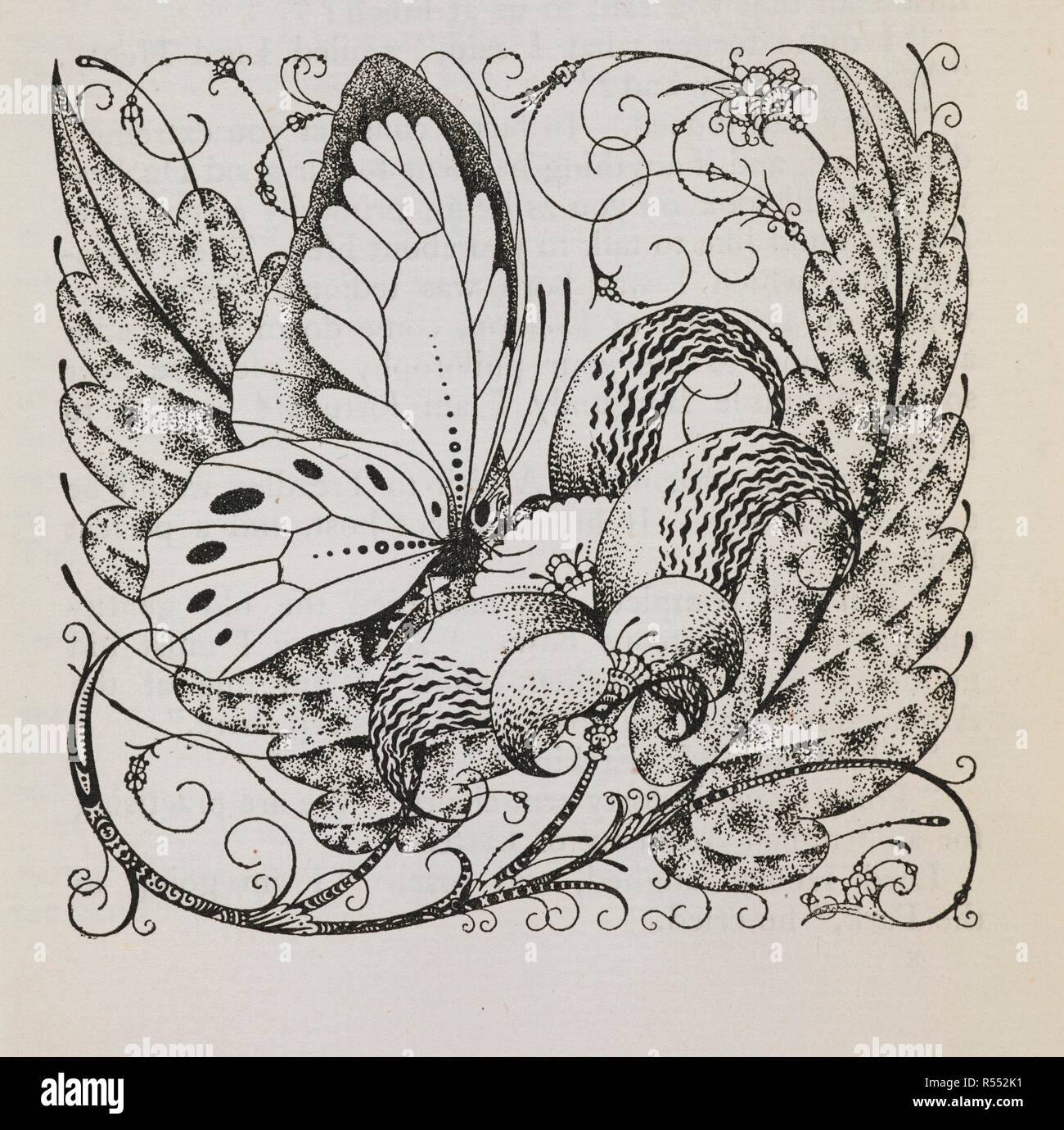 Una illustrazione con una farfalla. La Foto di Dorian Gray/ di Oscar Wilde ; con una introduzione di Osbert Burdett ; ed. autorizzato con illustrazioni di Henry appassionato. Londra: John Lane la testa Bodley; New York: Dodd, idromele e Co., 1925 Bungay, Suffolk: Richard Clay & Sons. Fonte: 012634.n.52 pagina 50. Foto Stock