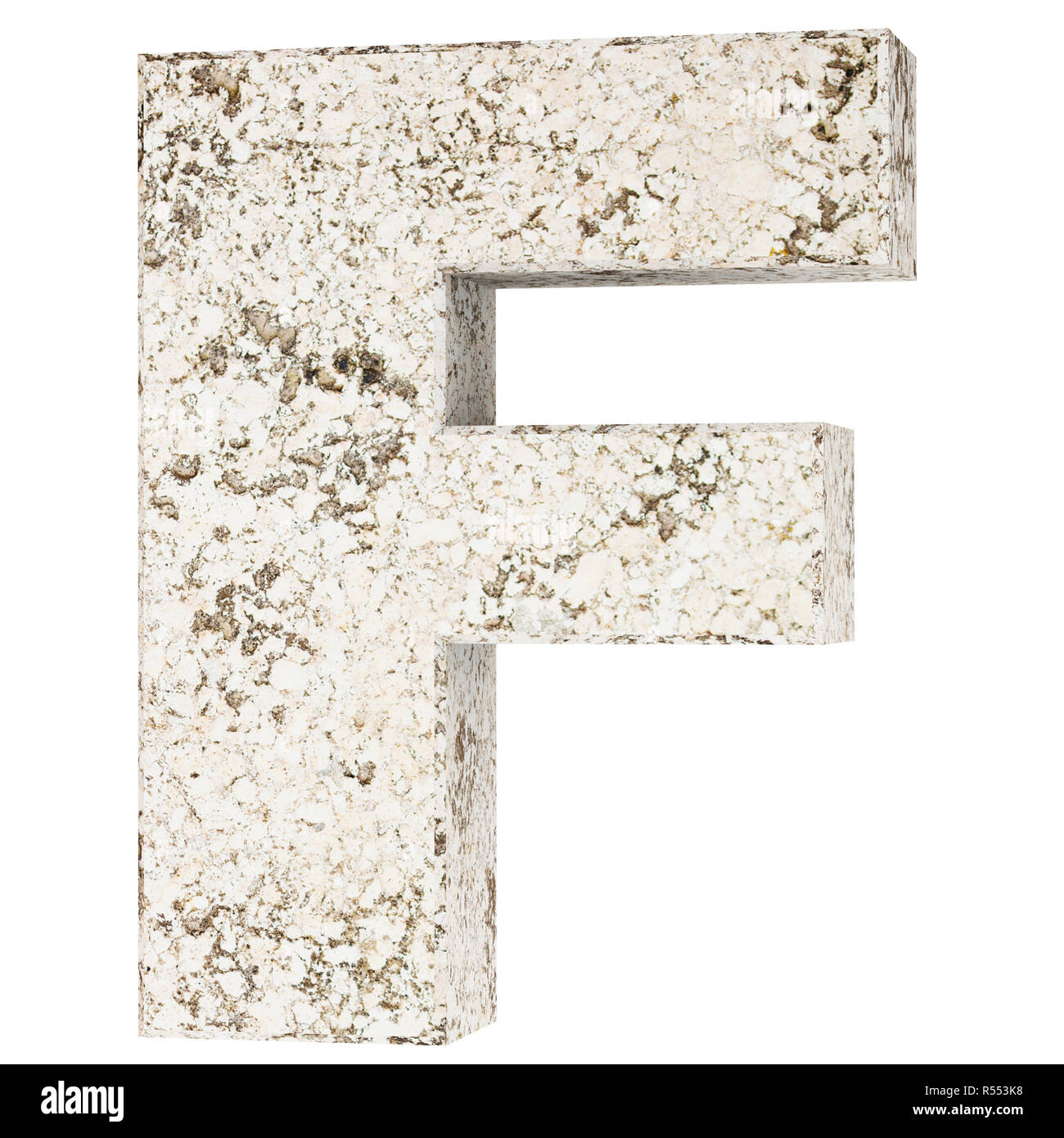 La lettera maiuscola - F dalla pietra. 3D Render illustrazione Foto Stock