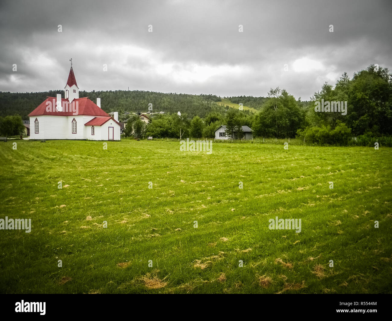 Karasjok chiesa di legno, Lapponia, Norvegia Foto Stock