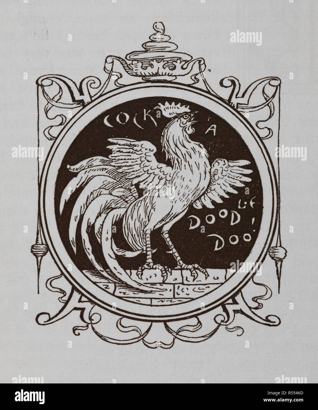 Un galletto incoronazione. . Storie di uso domestico, dalla collezione del Bros. Grimm: traduzione dal tedesco di L. gru; e fatto in immagini da W. gru. Londra : Macmillan & Co., 1882. Fonte: 12411.g.5. Pagina 131. Autore: gru, WALTER. Gru, Lucy. Foto Stock