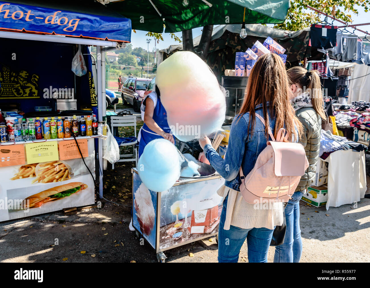 Il cotone candy carrello Foto Stock