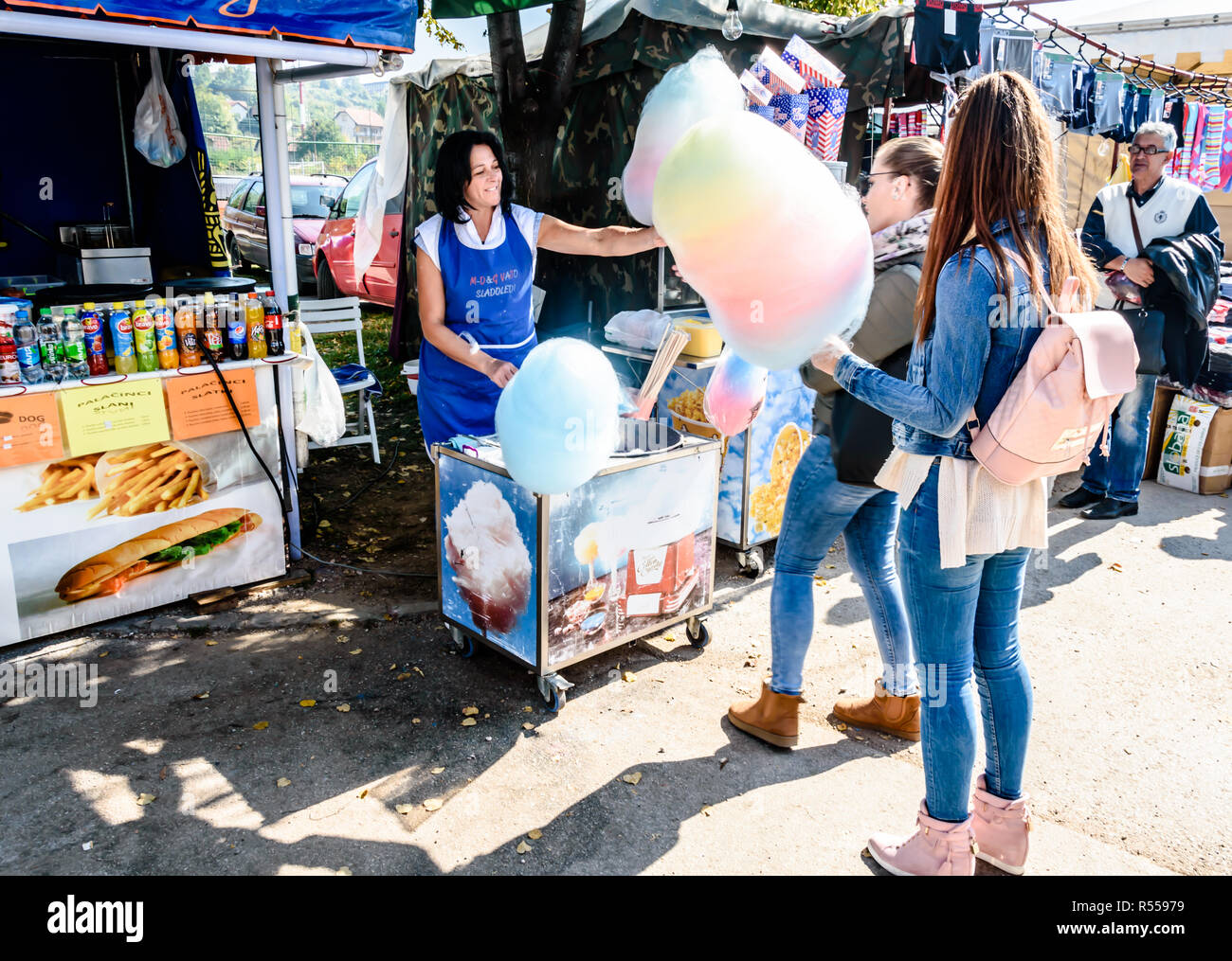 Il cotone candy carrello Foto Stock