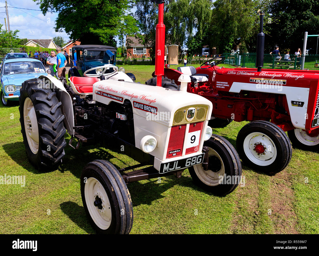 Vintage trattori David Brown a disputare mostrano Lincolnshire Foto Stock