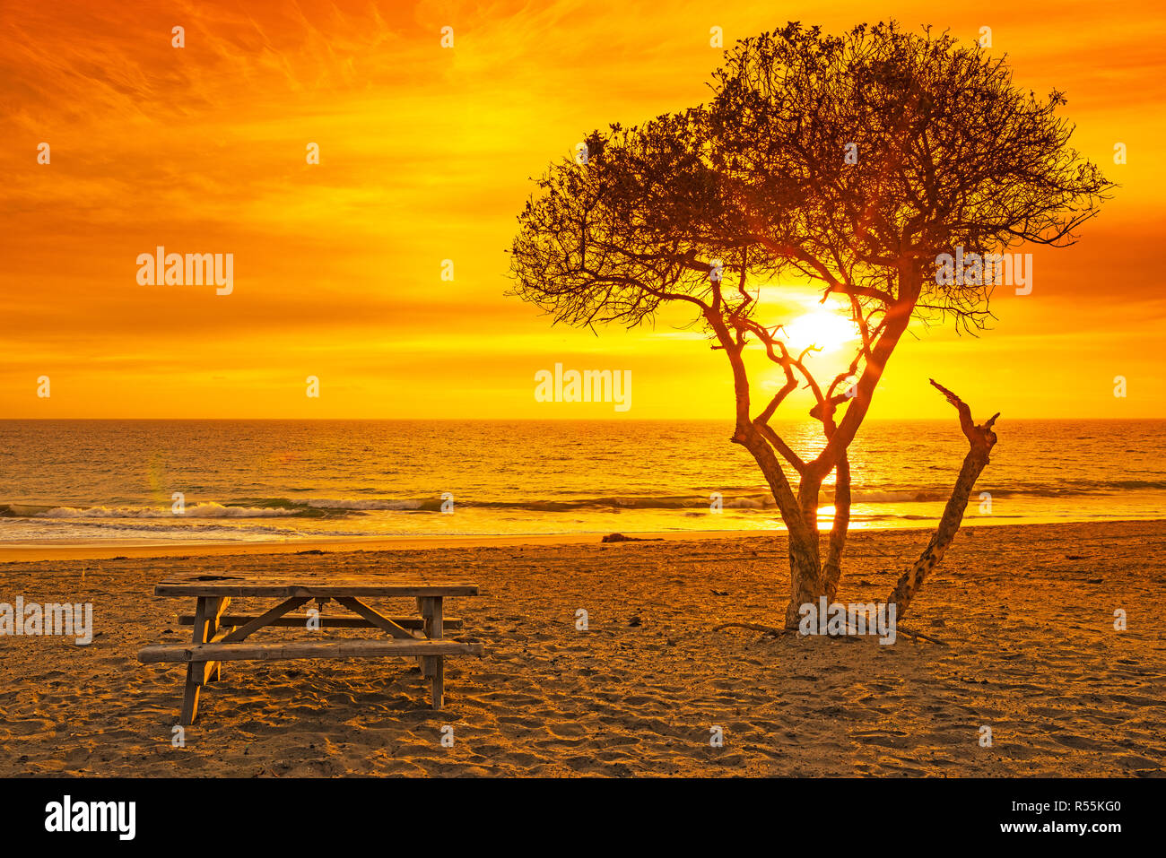 Splendidamente catturato spiaggia della California Sunset. Foto Stock