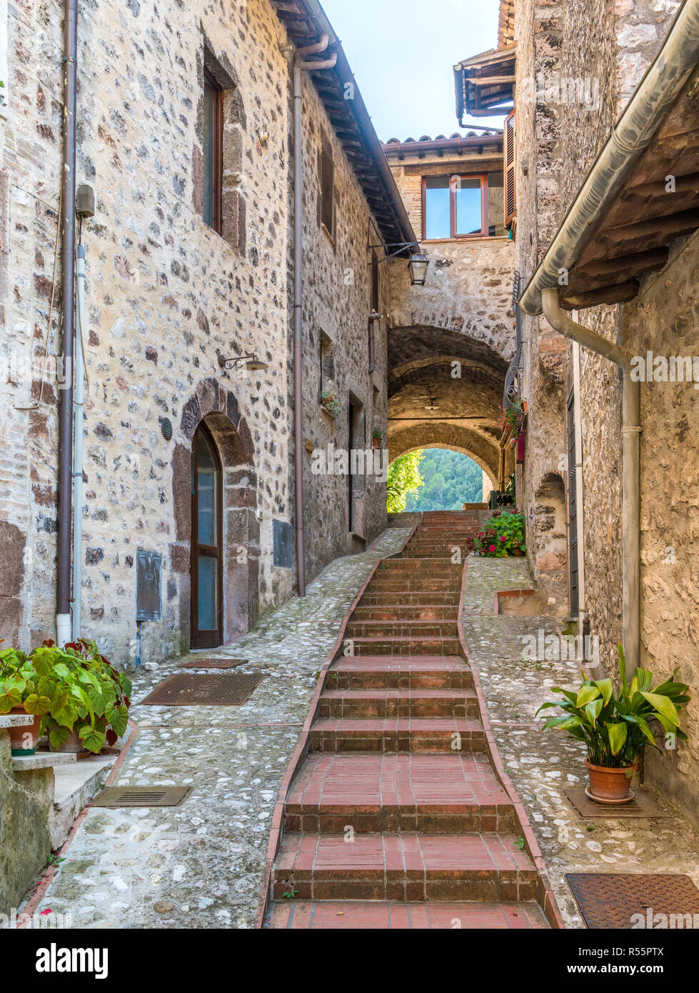 Scheggino, idilliaco paesino della provincia di Perugia, nella regione Umbria e dell'Italia. Foto Stock