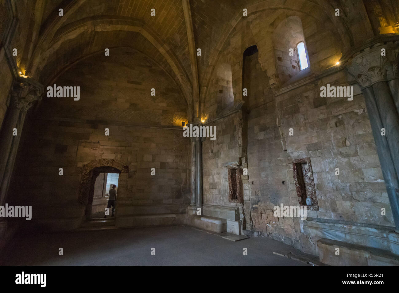 Una camera all'interno di Castel del Monte, Puglia Foto Stock