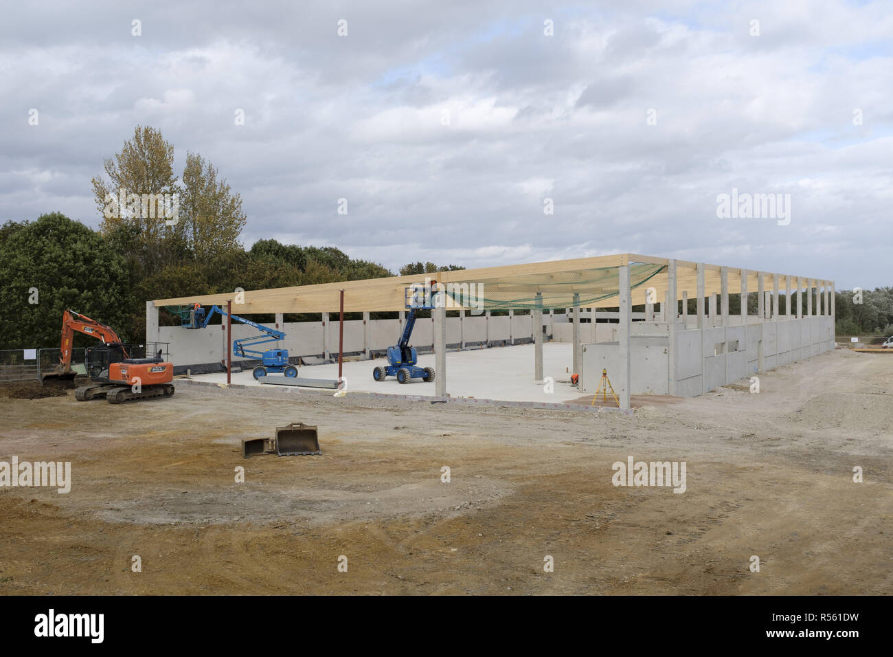 Buckingham, Regno Unito - 19 agosto 2018. Sito di costruzione di un nuovo supermercato Lidl in costruzione in Buckingham, Regno Unito. L'azienda mira ad avere 1000 memorizza un Foto Stock