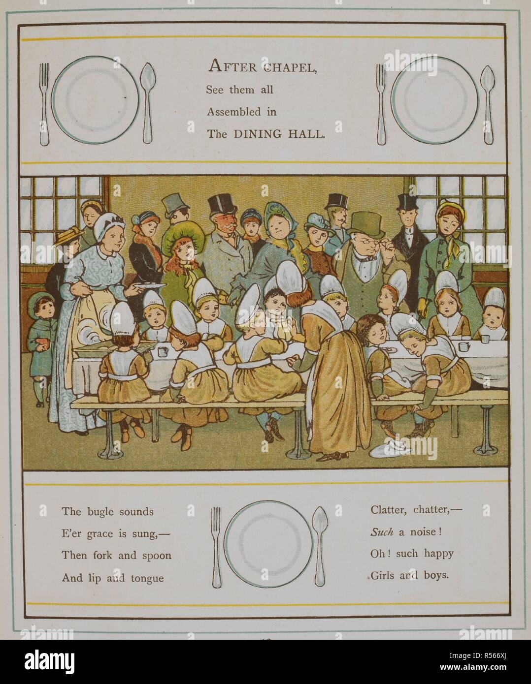 I bambini nella sala da pranzo di un vivaio. Illustrazione da â€˜London Town€™. Città di Londra. Marcus Ward & Co.: Londra, 1883. Immagine presa da : Città di Londra. Versi di Felix Leigh. Fonte: 12805.s.9, pagina 43. Autore: gru, Thomas. Foto Stock