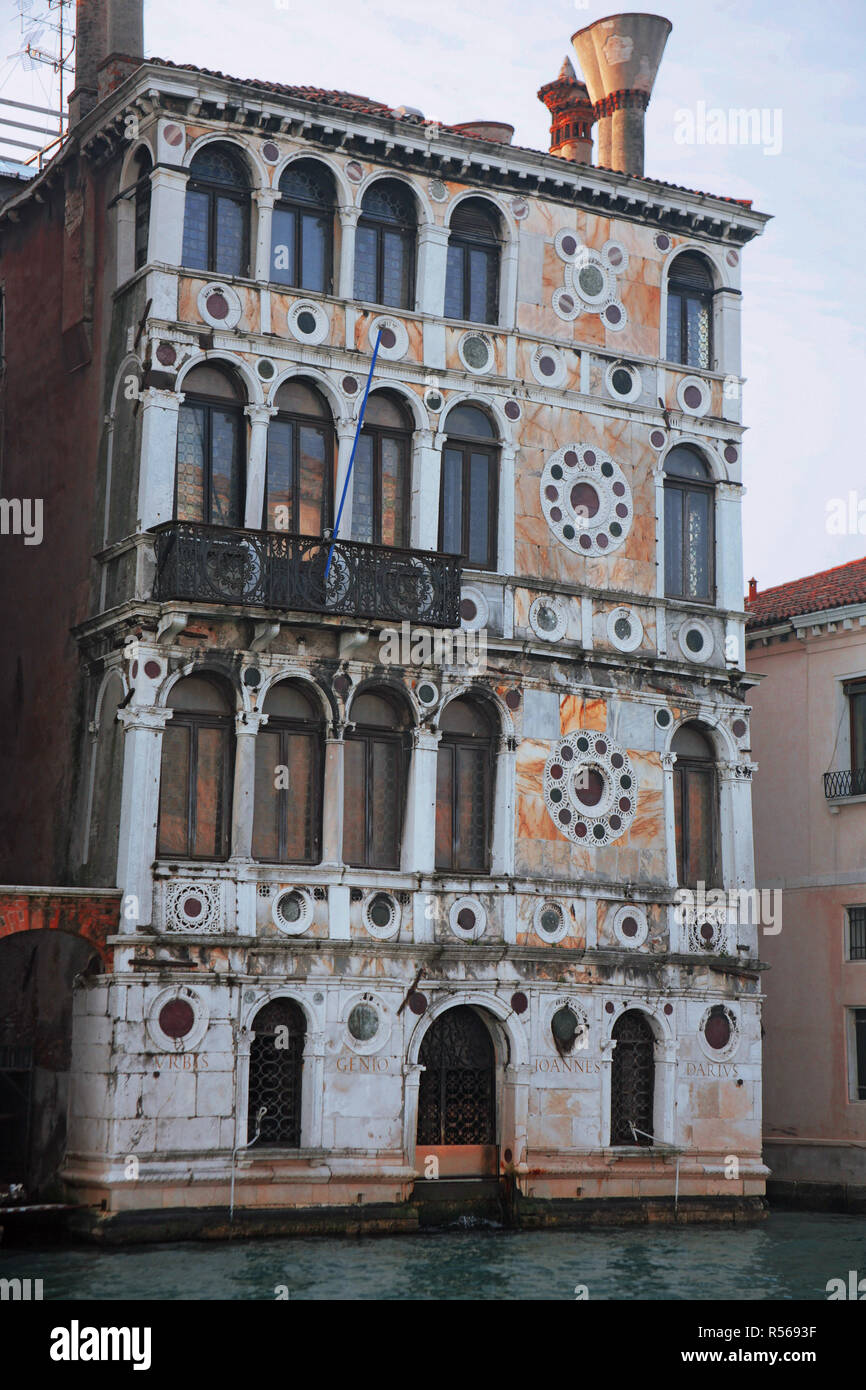 Palazzo Dario, Dorsoduro sul Grand Canal, Venezia, Italia: inizio palazzo rinascimentale di Pietro Lombardo Foto Stock