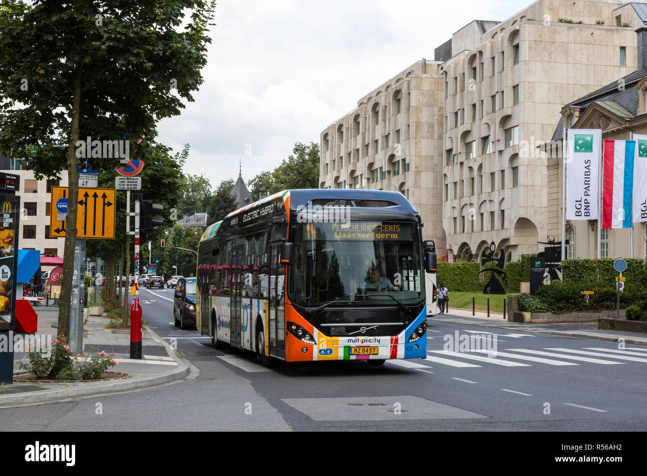 Città di Lussemburgo, Lussemburgo. City Bus sulla Grande Rue. Foto Stock