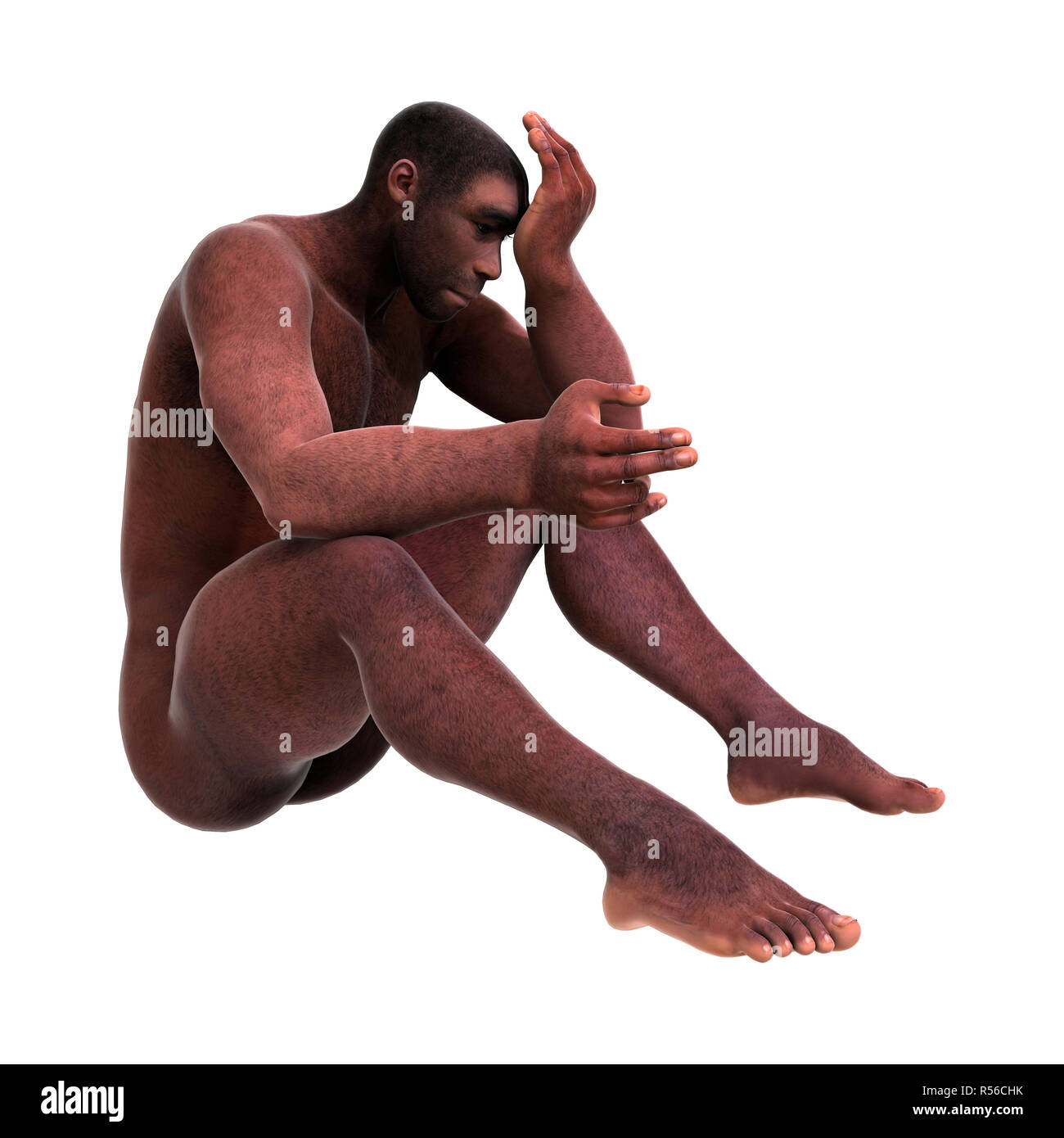 3D Rendering Homo Erectus su bianco Foto Stock