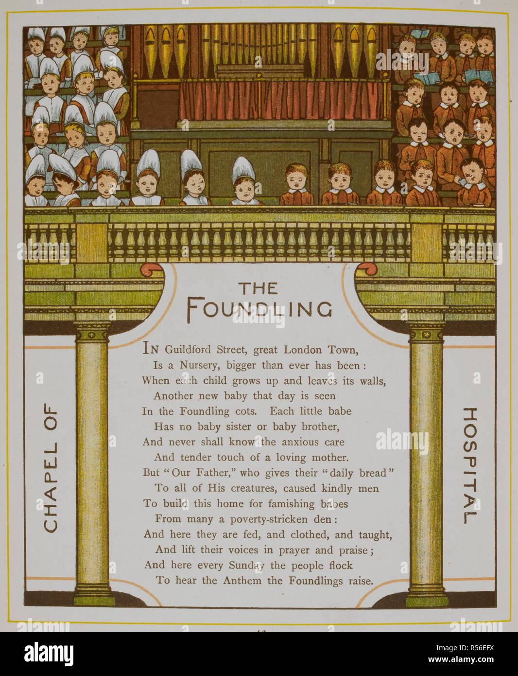 Cappella del Foundling hospital. Illustrazione da â€˜London Town€™. Città di Londra. Marcus Ward & Co.: Londra, 1883. Immagine presa da : Città di Londra. Versi di Felix Leigh. Fonte: 12805.s.9, pagina 42. Autore: gru, Thomas. Foto Stock