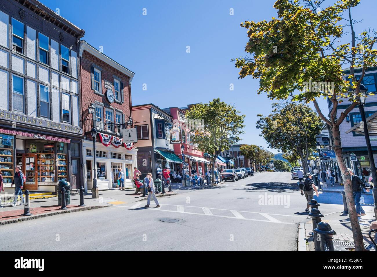 Bar Harbor Scene di strada Foto Stock
