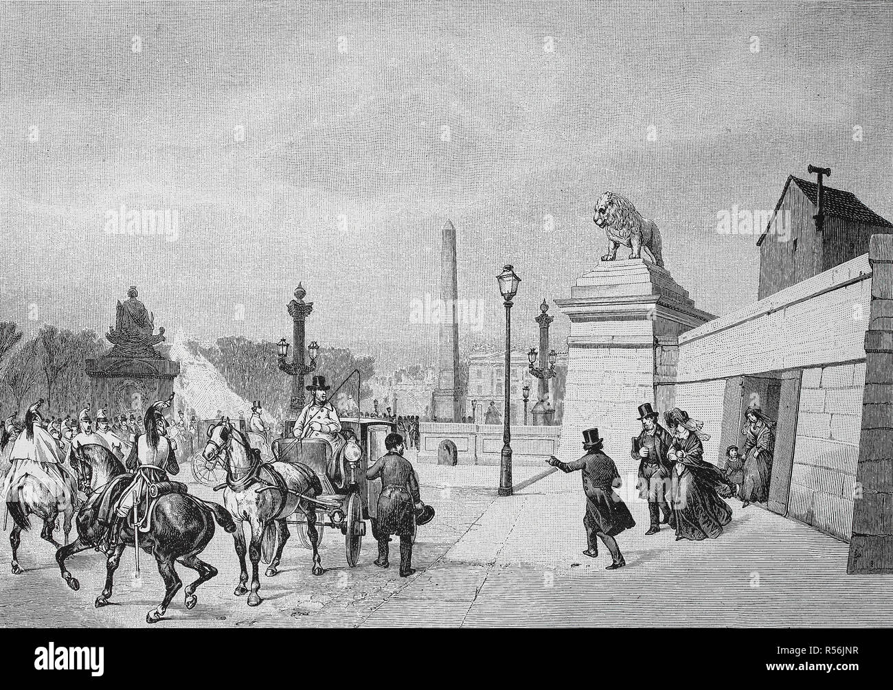 La fuga di Louis Philippe da Parigi alla Rivoluzione di febbraio il 24 febbraio 1848, xilografia, Francia Foto Stock
