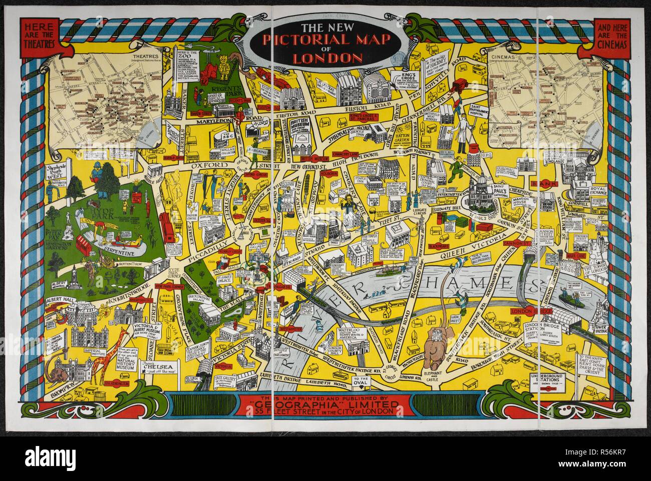 Una mappa Pittorica di Londra. La nuova mappa Pittorica di Londra. Londra : "Geographia" [1931]. Fonte: Mappe 3480.(369). Lingua: Inglese. Foto Stock