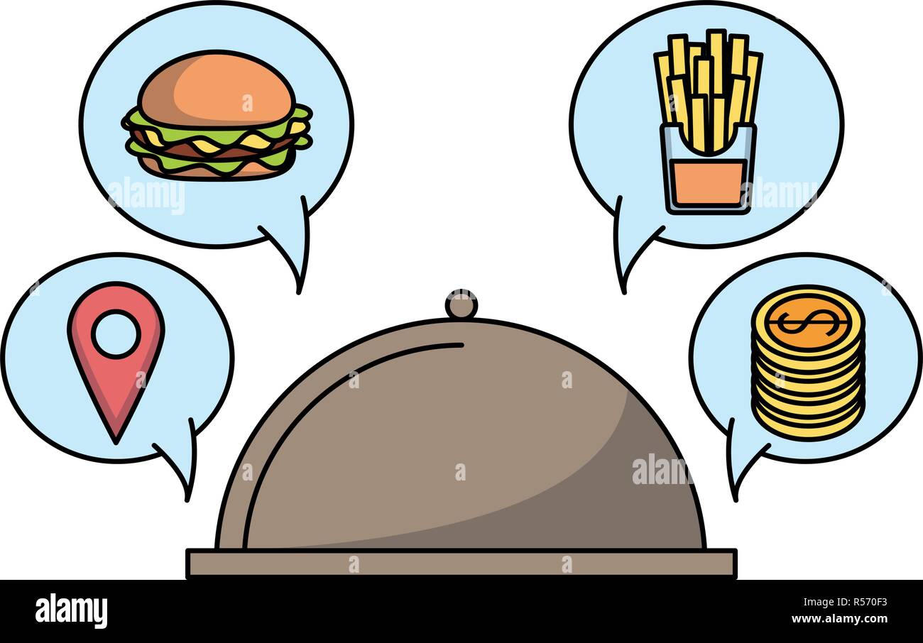 Cibo online ordini e consegne Illustrazione Vettoriale