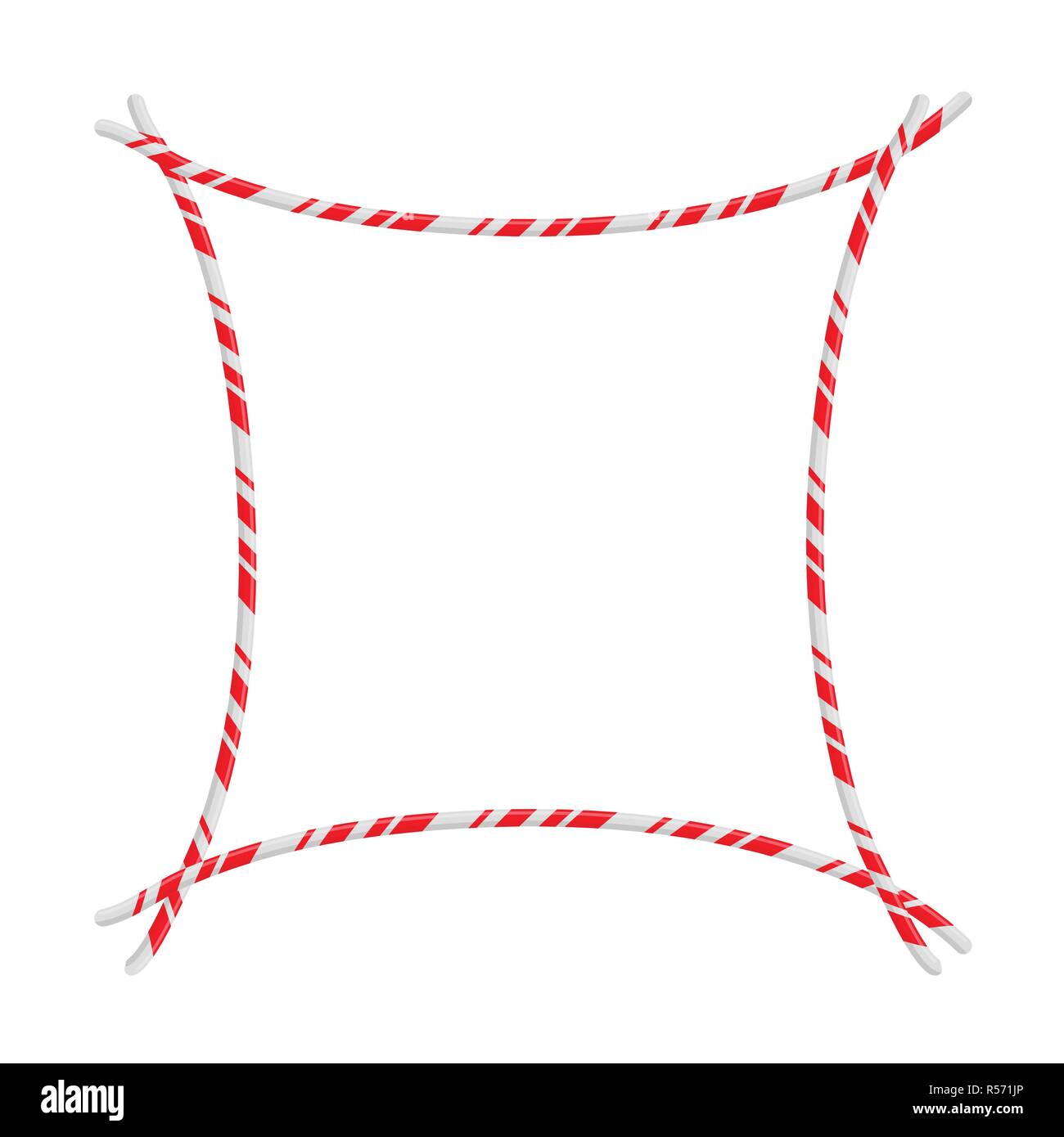 Candy Cane bordo del frame. Vector design natale isolato su sfondo bianco Illustrazione Vettoriale
