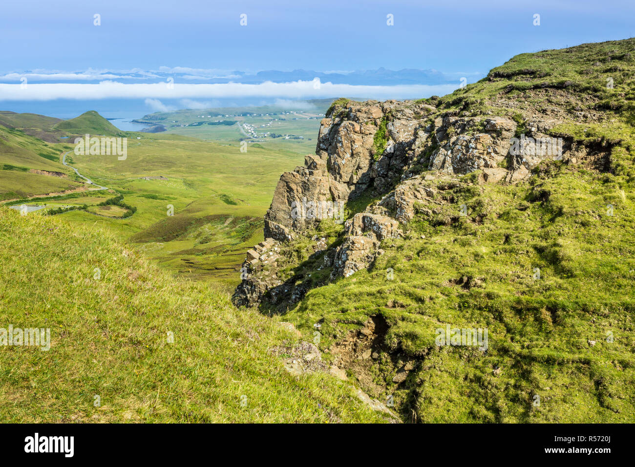 Vista sulla montagna a Trotternish, Isola di Skye, Scotland, Regno Unito Foto Stock
