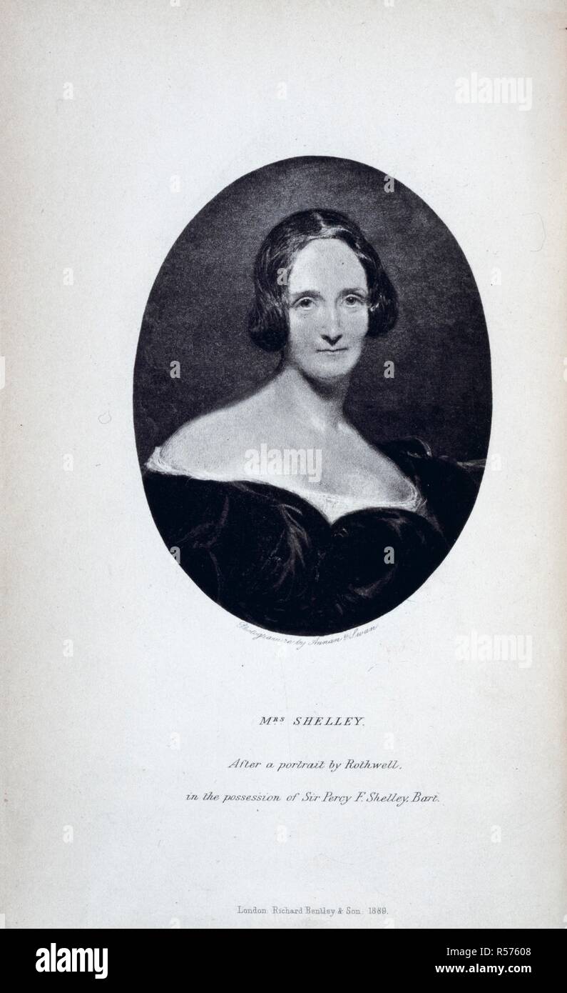 Onorevole Shelley. Mary Wollstonecraft Shelley, nÃ©e Godwin (1797-1851). Scrittore inglese. Ritratto. Autore del romanzo "Frankenstein". La vita e le lettere di Mary Wollstonecraft Shelley ... Bentley & Figlio: Londra, 1889. Fonte: 2408.d.3, frontespizio. Lingua: Inglese. Autore: Marshall, Firenze Ashton. Foto Stock