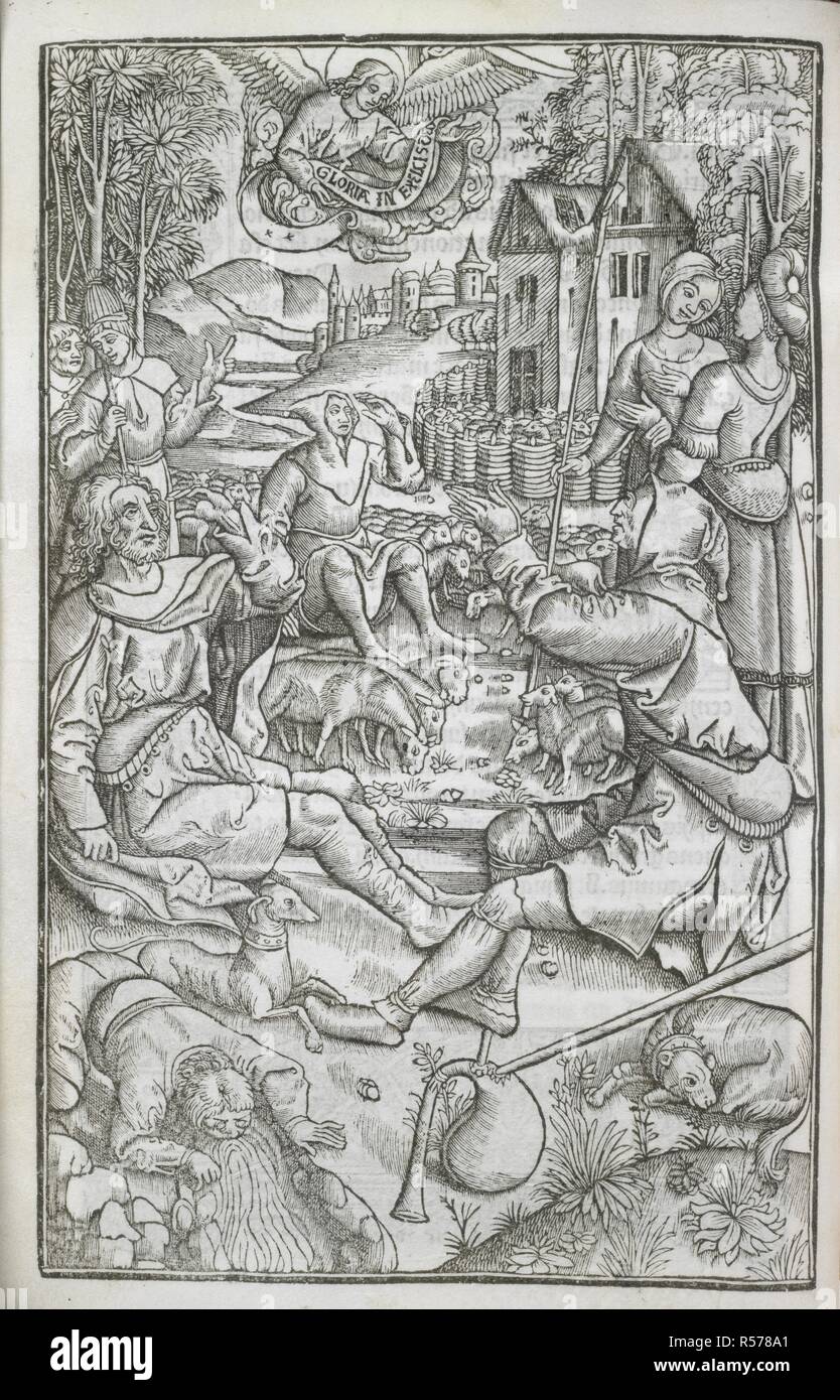 Una scena pastorale. Hore Beate Marie Virginis ... Parigi, [1520?]. Una pastorale e scene religiose. Immagine presa da Hore Beate Marie Virginis originariamente pubblicato/prodotto in Parigi, [1520?]. . Fonte: C.41.e.9, 36. Lingue: Latina. Foto Stock