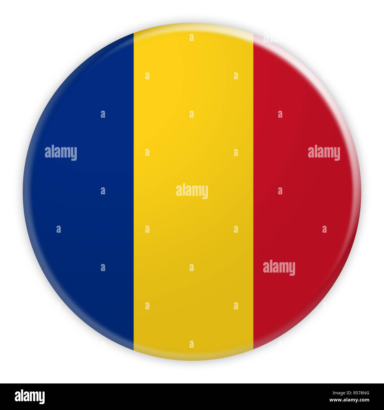 Bandiera della Romania pulsante, News Concept Badge, 3d illustrazione su sfondo bianco Foto Stock