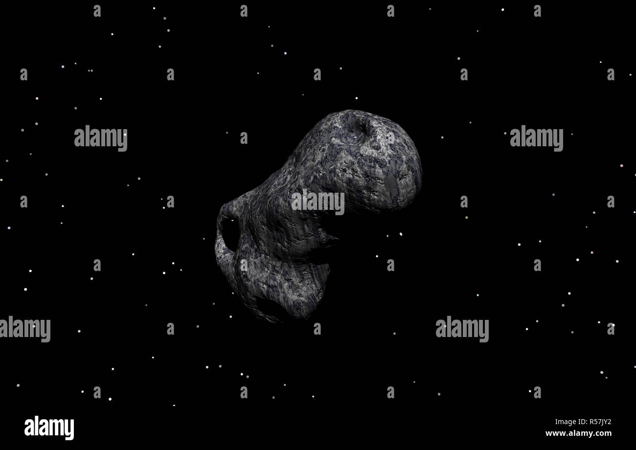 Asteroide vola attraverso lo spazio Foto Stock