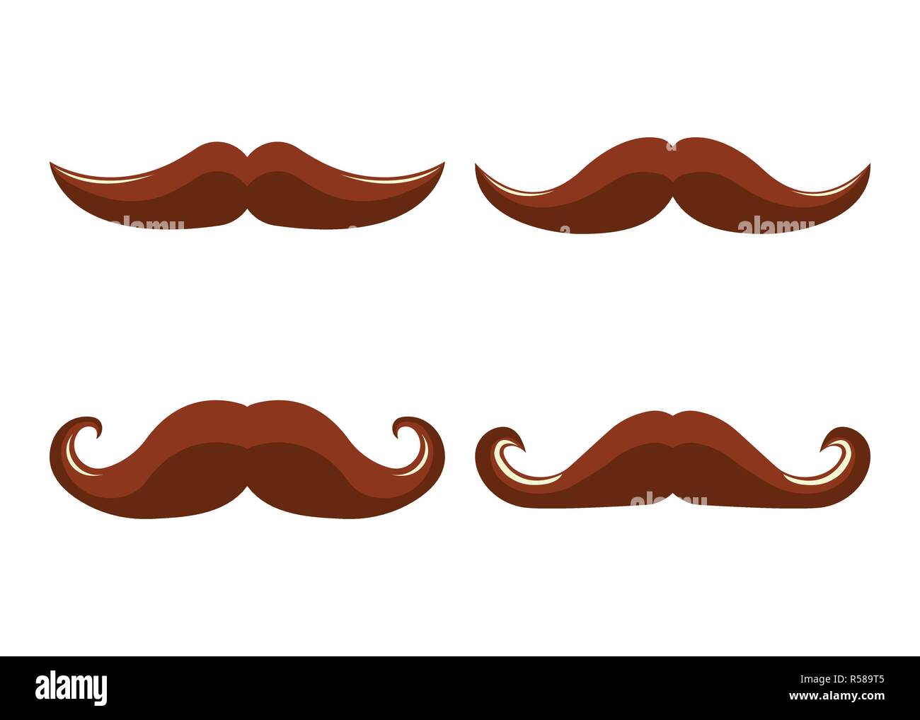 Set di baffi icona e l'etichetta. La festa del papà. In stile appartamento. Illustrazione Vettoriale. Illustrazione Vettoriale